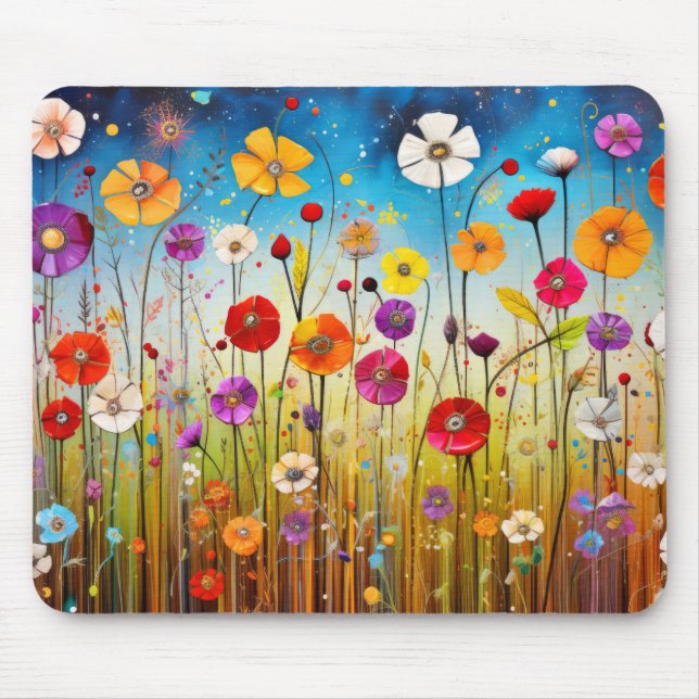 Wilde Blume Mohnkonzept Abstrakte Kunst Mousepad (Vorne)