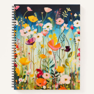 Wilde Blume Mohnkonzept Abstrakte Kunst Notizbuch