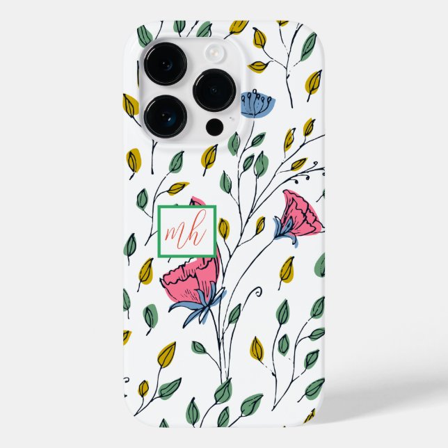 Wilde Blume Muster-farbig Wild Blume-floral Case-Mate iPhone Hülle (Rückseite)