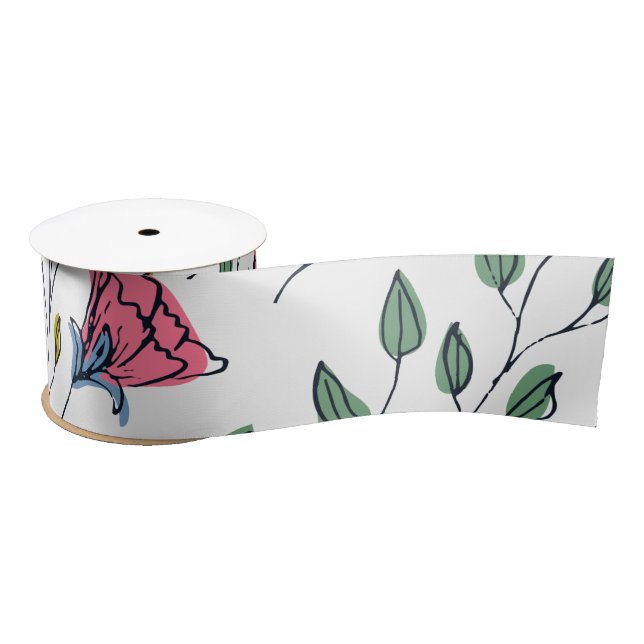Wilde Blume Muster-farbig Wild Blume-floral Satinband (Spule)