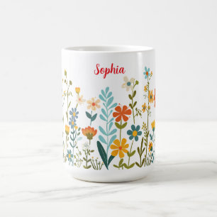 Wilde Blume oder Ihre Art oder Ihr Foto & Name Kaffeetasse
