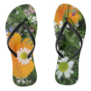 Wilde Blume: Orangefarbene, rosa Flip Flops