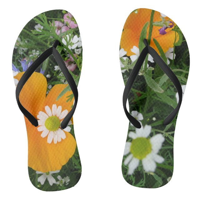 Wilde Blume: Orangefarbene, rosa Flip Flops (Fußbett)
