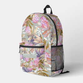 Wilde Blume Protea Gray Bedruckter Rucksack