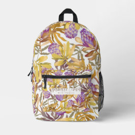 Wilde Blume Protea White Bedruckter Rucksack