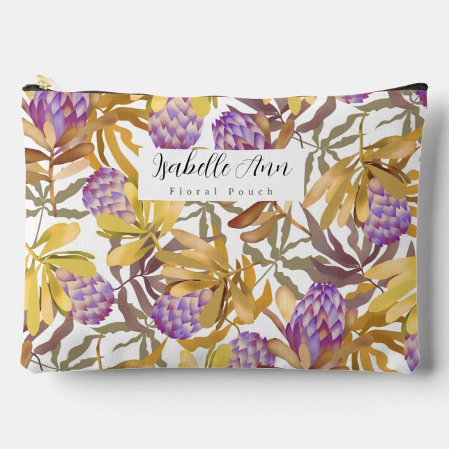 Wilde Blume Protea White Zubehörtasche (Vorderseite)