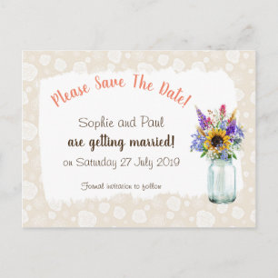 Wilde Blume Save the Date Postkarte