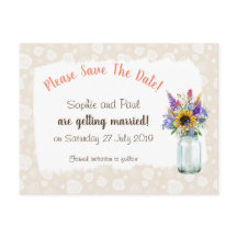 Wilde Blume Save the Date Postkarte