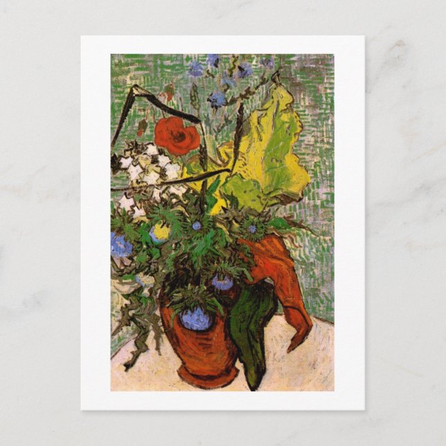 Wilde Blume Thistles Vase Van Gogh Kunst Postkarte (Vorderseite)