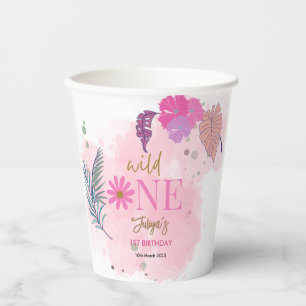 Wilde Blume, tropisches Baby Mädchen 1. Geburtstag Pappbecher