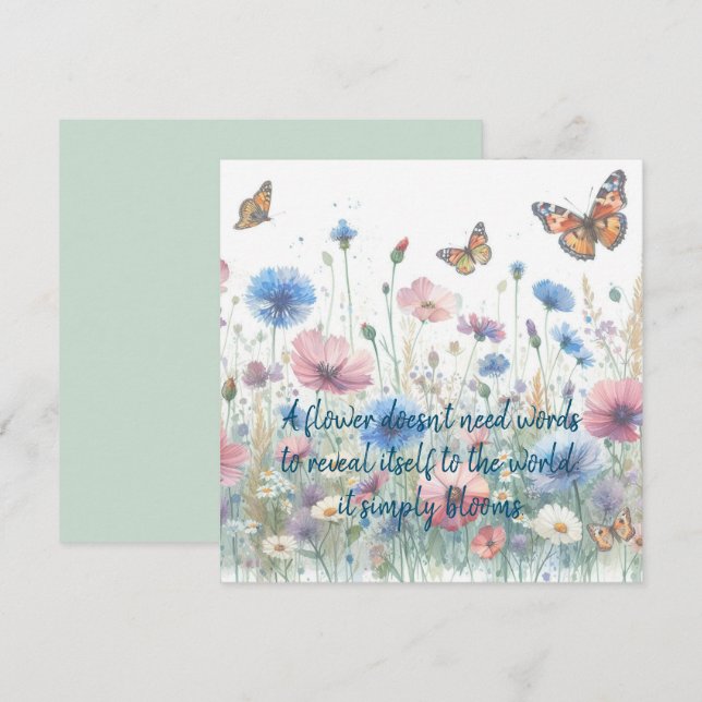 Wilde Blume und Angebotskarte (Vorne/Hinten)