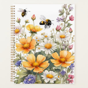 Wilde Blume und Honigbienen Wasserfarbe Planer