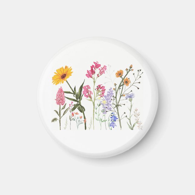 Wilde Blume , Vintag botanisch , pastelfarben Magnet (Vorne)