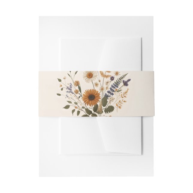 Wilde Blume Vintager Blumenstrauß Bohemisch Hochze Einladungsbanderole (Vorderseite Beispiel)