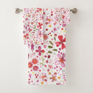 Wilde Blume Wasserfarbe Badhandtuch Set