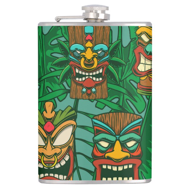 Wilde Blume Wasserfarbe: farblos nahtlos Flachmann (Vorderseite)