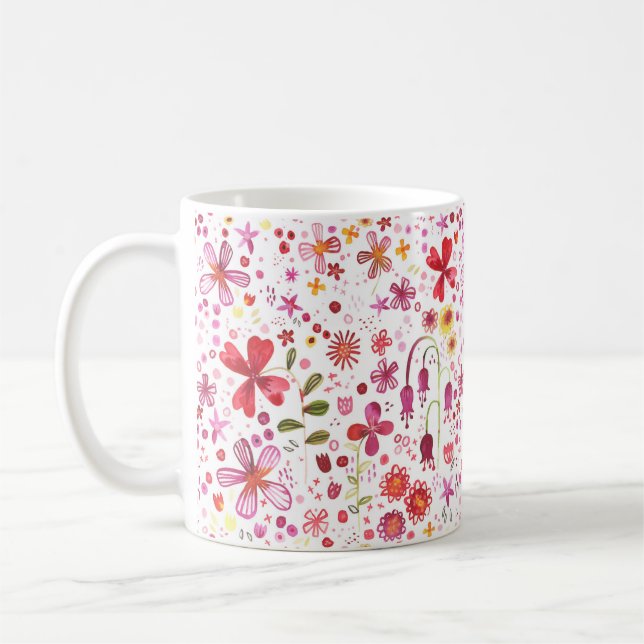 Wilde Blume Wasserfarbe Kaffeetasse (Links)
