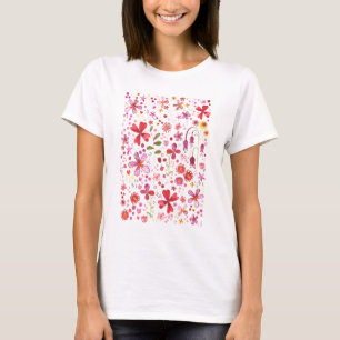 Wilde Blume Wasserfarbe T-Shirt