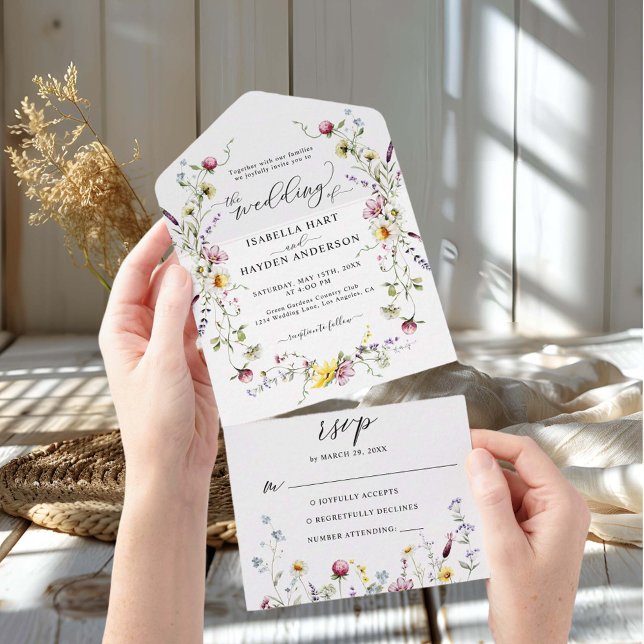 Wilde Blume Wreath Boho Boho Botanische Hochzeit All In One Einladung (Von Creator hochgeladen)