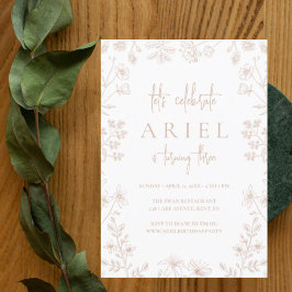 Wilde Blume zeichnend niedliche Blumenmädchen zum  Einladung