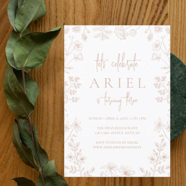 Wilde Blume zeichnend niedliche Blumenmädchen zum  Einladung (Von Creator hochgeladen)