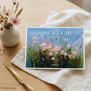Wilde-Blumen-Acryl-Kunst Save-the-Date-Postkarte Postkarte