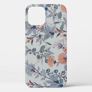 Wilde Blumen auf Blau, botanisches Muster. Case-Mate iPhone Hülle