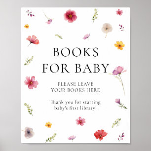 Wilde-Blumen-Baby-Shower-Bücher für Baby Poster