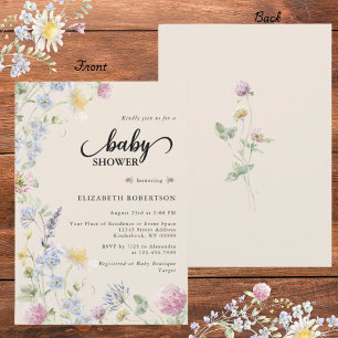Wilde Blumen Baby Shower Einladung