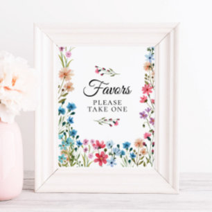 Wilde-Blumen-Baby-Shower-Geschenke-Schild Poster