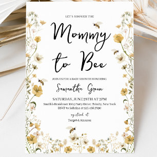Wilde Blumen Biene Babyparty Einladung