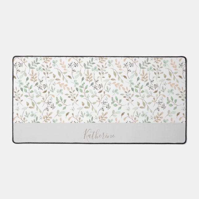 Wilde Blumen Boho Custom Namen  Schreibtischunterlage (Vorderseite)