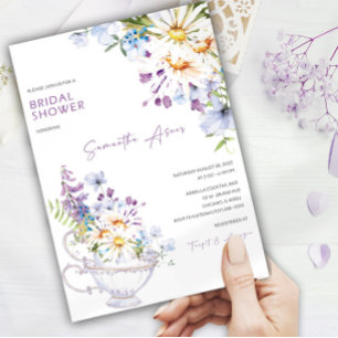 Wilde Blumen Braut-Show Tea Party Einladung