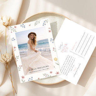 Wilde Blumen Eleganter Schleifen-Foto-Abschluss Da Postkarte