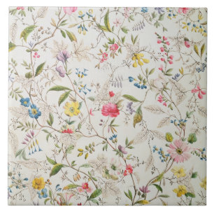 Wilde Blumen entwerfen für silk Material, c.1790 Fliese