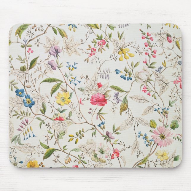 Wilde Blumen entwerfen für silk Material, c.1790 Mousepad (Vorne)