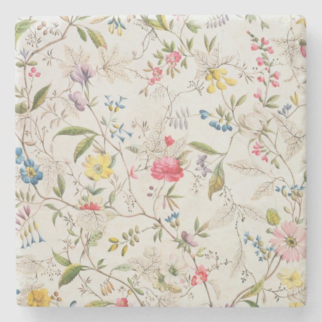 Wilde Blumen entwerfen für silk Material, c.1790 Steinuntersetzer (Vorderseite)