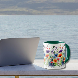 Wilde Blumen Florale Wasserfarbe Boho-Geschenk für Tasse