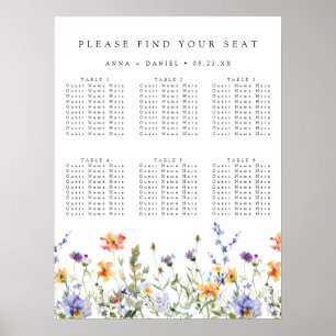 Wilde Blumen Garten Hochzeit Sitzordnung Poster