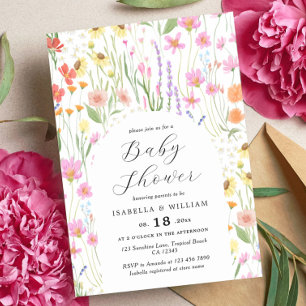 Wilde Blumen Garten Mädchen Baby Shower Einladung