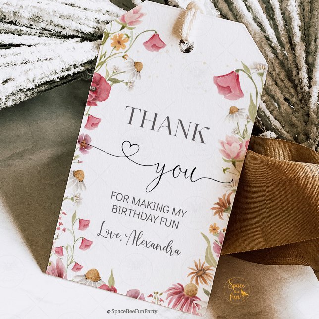 Wilde-Blumen-Geburtstags-Gartenparty  Geschenkanhänger (wildflower birthday, garden party favor, thank you tag, birthday gift tag, floral favor tag, botanic)