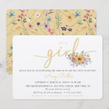 Wilde-Blumen-Gelb-Baby-Shower-Einladung