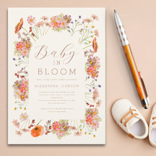 Wilde Blumen Geschlechtsneutrale Herbst-Baby-Party Einladung