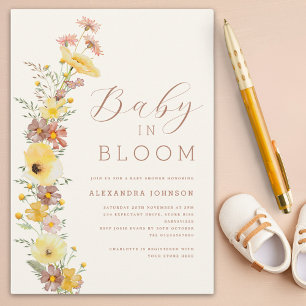 Wilde Blumen Geschlechtsneutrale Herbst-Baby-Party Einladung
