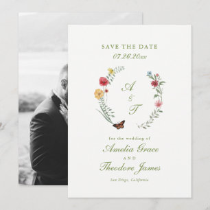 Wilde-Blumen-Hochzeit-Save-the-Date-Karte Einladung