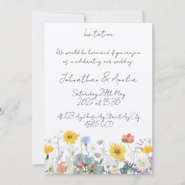 Wilde Blumen Hochzeitseinladung zum Anpassen  Einladung