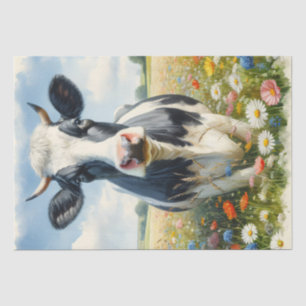 Wilde Blumen Holstein Milchkühe Decoupage Seidenpapier
