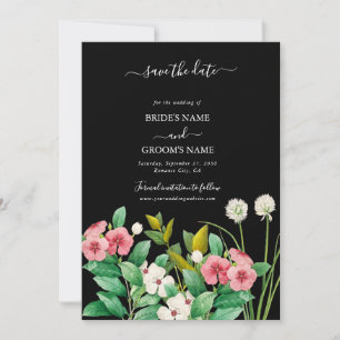 Wilde Blumen Immergrün Aquarell Schwarze Hochzeit Save The Date