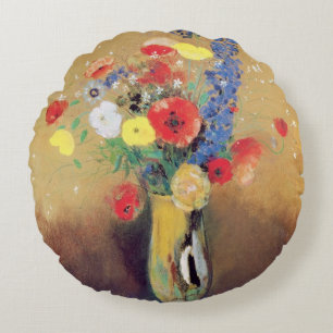 Wilde Blumen in einem Lang-necked Vase, c.1912 Rundes Kissen