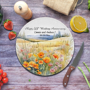 Wilde Blumen Landschaft 55. Hochzeitstag-Jubiläum Schneidebrett